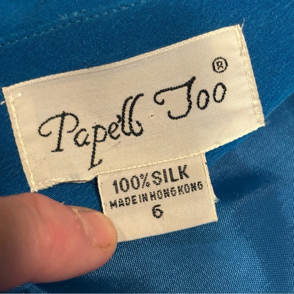 Vintage Pape’ll Too Elegant Teal Women's Dress 100% Silk size 6 - Picture 6 of 16